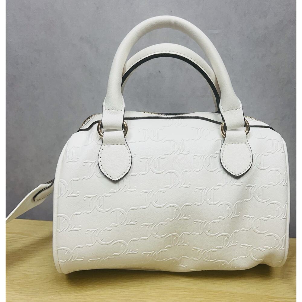 JUICY COUTURE Monogram/Gold White Satchel Bag With Bonus Mini Bag NWT - Picture 4 of 14